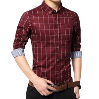 Chemise Homme Elegance Classique Fitted Carreaux rouge